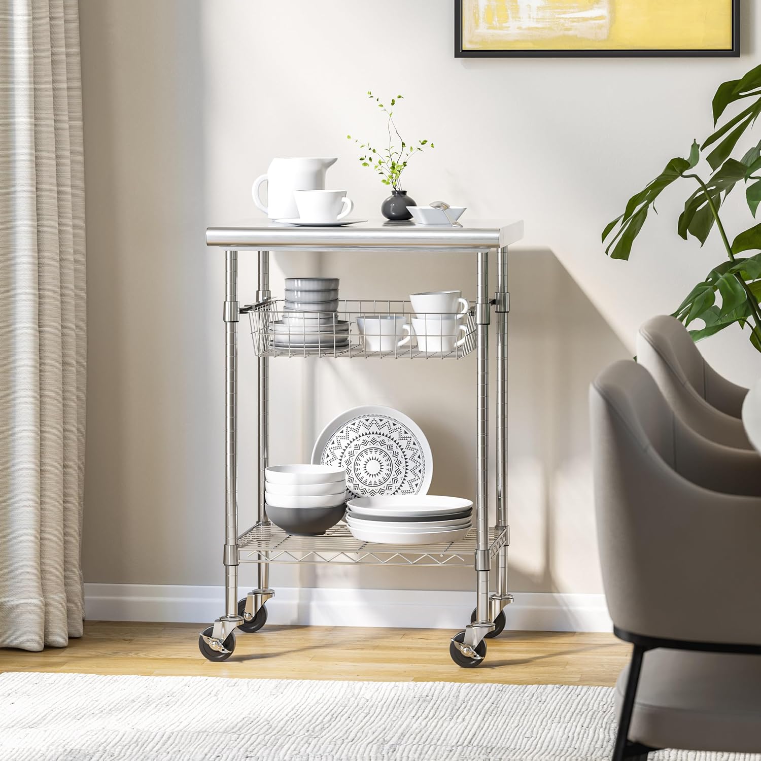 Carrito de preparación comerci - Kitchen Baking Island reseña y precio