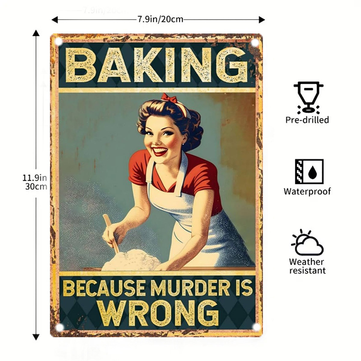 Letrero de Metal Decorativo co - Kitchen Baking Quotes reseña y precio